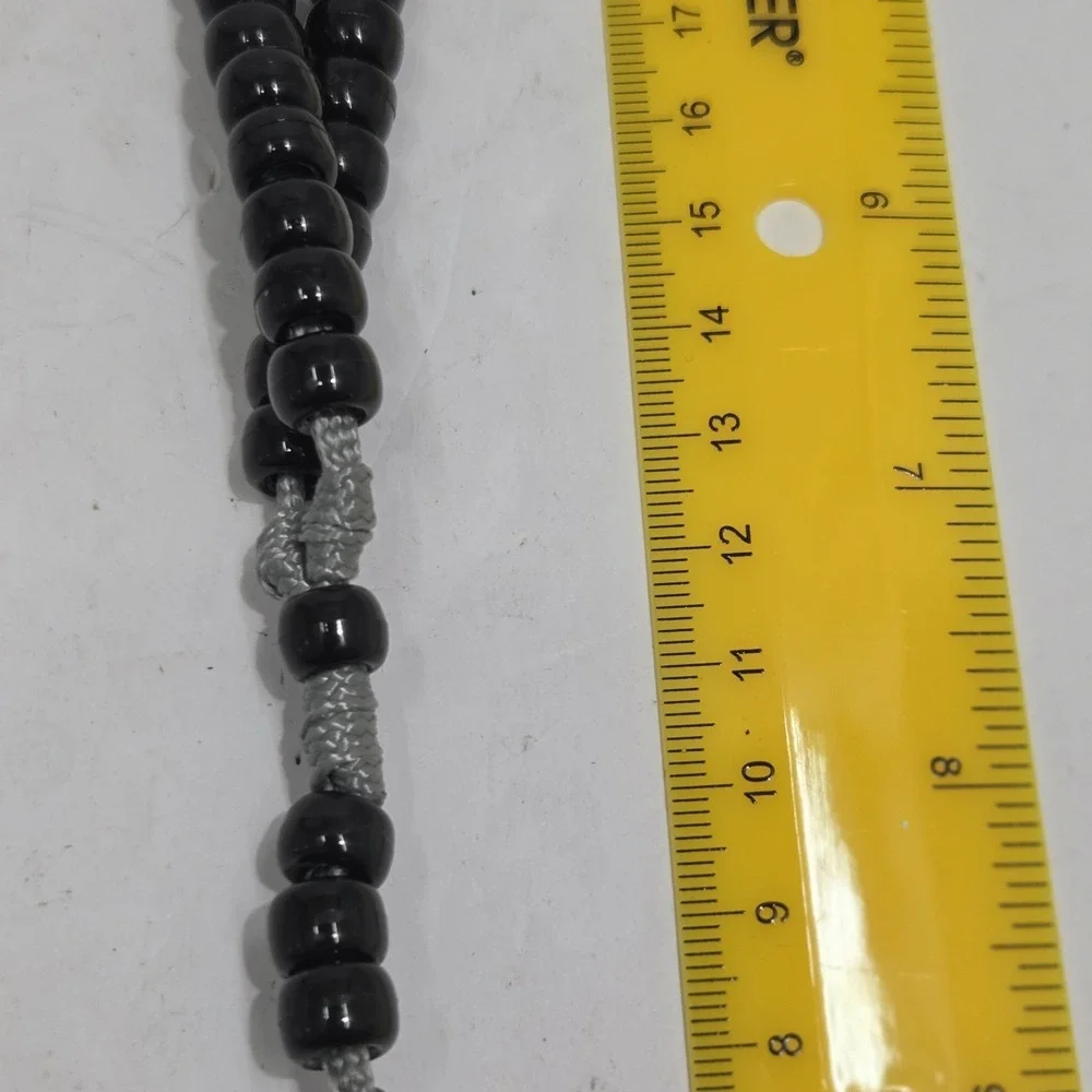 JERUSALEM OLIVE WOOD‎ CRUCIFIX ROSARY BLACK BEADS CORD CATHOLIC PRAYER...
